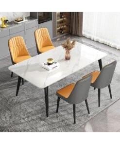 Modern Simple Light Luxury Rock Plate Italian Dining Table Small Household Dining Table Kitchen Dining Table Restaurant Dining Table Kitchen Table 120*75*60cm