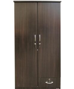 KUSTOMDECO 2 Door Wooden Wardrobe Cabinet | Modern Stylish Engineered Wood Cupboard with Lock & Drawer | Heavy Duty Bedroom Wardrobe