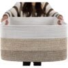 Haidue Handwoven Storage Basket - Large Size 55*43*30.5cm Decorative Organizer for Bedroom, Living Room & Nursery - White Grey Gradient Woven Storage Bin