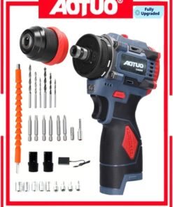 AOTUO 18V 2in1 Lithium Drill Electric Screwdriver Multi-function Power Tool  Torque Brushless Motor Practical Screw Driver for Home Appliances Furniture Installation Automotive Electronics Repairing