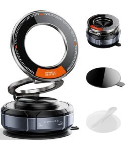 Barakah Zinc Alloy Phone Stand,2025 Upgraded Suction Cup Phone Mount 360°Rotation, Vacuum Magnetic Car Holder for MagSafe Compatible With iPhone 16, 15, 14, 13, 12 & Android Phones (Black)