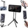AMROAH Steel Mini Magnetic Phone Tripod Stand with 2 Magnet Rings for Cell phones & Tablets, Magsafe Phone Holder Tripod Mount for Smartphones iPhone 16 15 14 13 12 Pro Max Plus Series