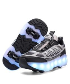 WALALLA Roller Skates 4 Wheels Shoes for Kids New Upgrade Skates Sneakers LED Light Up Rechargeable Sport Sneaker for Boys Girls Beginner More Balanced