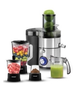 SONASHI 4 in 1 Powerful Juicer Blender -  Perfect Electric Blender, Juicer, Chopper & Grinder |  2 Speeds, Unbreakable 1.5L Fruit Juicer, Grinder, Chopper | Powerful Versatile & Compact 800 W SJB-401 Silver/Black