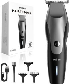 ENCHEN Hummingbird Professional Hair Clipper – High Power 10W, Stainless Steel T-Blade, 210-Min Runtime, Type-C Charging, Ultra-Low Noise, Intelligent Anti-Clip System, Plug & Trim – Black