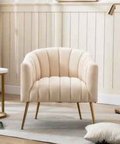 ALWASIT HOME Demetrius Single Seater Sofa Luxurious Design With Premium Fabric Best For Living Room For Hotel Velvet Fabric - Cream