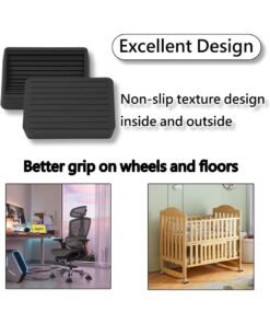 Alternative view of Furniture Wheels Caster Cups, Non-Slip Rubber Bed Frame Stopper Floor Protector for Any Furniture with Wheels - 4 Pack (Black)