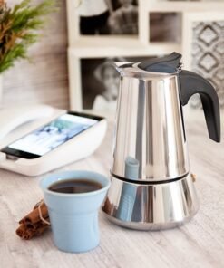 Biggcoffee Stovetop Espresso Maker, Moka Pot, Italian Coffee Maker, Coffee Percolator, Stainless Steel Moca Pots, 4 Cups Coffee Maker 6.76 oz/200 ml