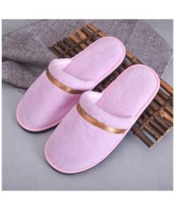 KASTWAVE Spa Slippers - Coral Fleece Closed Toe Hotel Slippers - Washable Non-Slip Travel Slippers for Guests - Home, Hotel, or Commercial Use - 1 Pair (43 Size Pink)