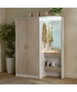 Home Box Vanilla 2-Door Wardrobe with Open Shelves for Adults