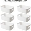 Eworld Plastic Storage Bins Multiuse Desk Cabinet Organizer with Built in Handle, Available in Set of 6, 8, 10 and 12