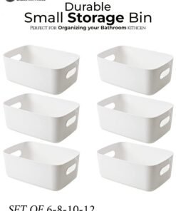 Eworld Plastic Storage Bins Multiuse Desk Cabinet Organizer with Built in Handle, Available in Set of 6, 8, 10 and 12