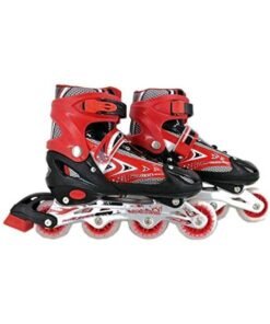 LIMOS Adjustable Roller Skate Shoe for children Outdoor Skating (Red 31-34)