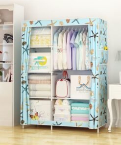 Simple Wardrobe Fabric Steel Frame Single Double Cloth Wardrobe Storage Simple Modern Economical Bedroom Assembled Wardrobe