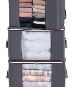 Sprinters - Large Capacity Clothes Storage Bag Organizer  3 Pack 90L With Reinforced Handle, Thick Fabric For Comforters , Blankets , Bedding , Foldable With Sturdy Zipper, Clear Window