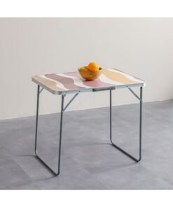 DANUBE HOME Luxury Folding Picnic Table – Marble-Look Top Muted Desert Waves, Portable Outdoor & Garden Dining Table, Easy Fold Storage, Ideal For Bbq, Balcony, Home & Camping 80×60×70 Cm