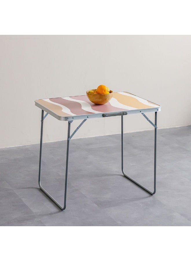 DANUBE HOME Luxury Folding Picnic Table – Marble-Look Top Muted Desert Waves, Portable Outdoor & Garden Dining Table, Easy Fold Storage, Ideal For Bbq, Balcony, Home & Camping 80×60×70 Cm