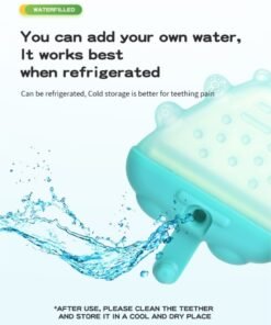HieerBus Baby Teething Toys,Water Fillable Teether,Silicone Cold Teether,Chill Teether for Teething Relief 3M+,Cyan