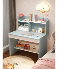 Alternative view of Kids Desks, Kid Study Table, Multifunctional Children's Reading Activity Desk, With Multiple Layers of Large Capacity Bookshelves, Suitable for Students to Write and Learn (Blue, YN118)