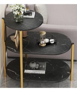 Alternative view of DubaiGallery Small Coffee Table 3 Shelves Sofa Side Table Corner Table Iron Frame Sideboard Living Room Side Table