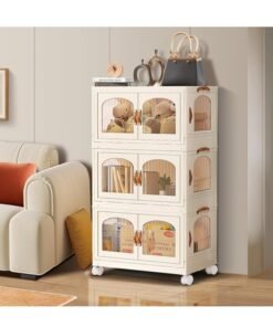 Portable Kids Wardrobe Foldable Combination Wardrobe Baby and Children's Clothing Toy Storage Cabinet  Snack Cabinet (3 Low)