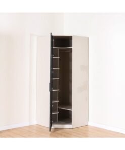 DANUBE HOME Defne Corner Wardrobe Sturdy Closet Clothes Storage Cupboard Modern Design Space Saving Door Cabinet For Bedroom