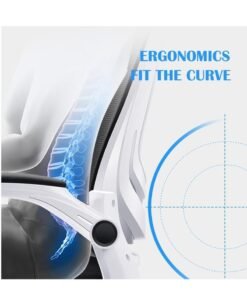 Ergonomic Office Chair, Height and Headrest Adjustable Desk Chair with Lumbar Support and Wheels for Work, Study and Gaming, Swivel Computer Chair for Home and Office (White，V3) - Image 4