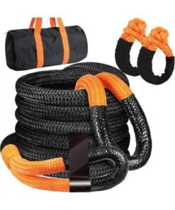 Oasisgalore 36000 LBS Kinetic Recovery Tow Rope with Soft Shackle，25mm x 9m,Heavy Duty Snatch Strap, 35% Elasticity Offroad Recovery Kit for Jeep Car Truck ATV UTV SUV