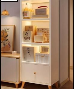 LEDIN Wooden Cube Bookcase with Drawer - 4/5/6 Tier Open Book Shelf, Deepen Display Storage for Library, Bedroom, Living Room, Home Office, Tall Narrow Bookshelf, Book Display