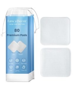 FancyDerm Cotton Pads Makeup for Face, 80 Large Dual Sided Makeup Remover Toner Micellar Water Pads, Lint & Tear Free, No Shedding, Triple Layers Skincare Pads, Textured & Ultra Soft Side