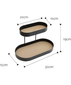 Alternative view of HOMESTAR 2-Tier Wrought Iron Countertop Organizer Tray, Black Oval Decorative Storage Box for Bathroom, Desk, Office & Kitchen - Rust-Resistant