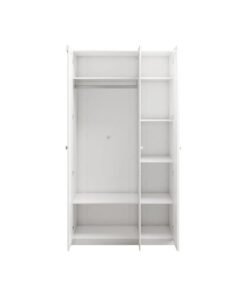 DANUBE HOME Calm 3 Door Wardrobe With Mirror Extra Sturdy Closet, Clothes Storage Cupboard Modern Design Space Saving Swing Door Cabinet For Bedroom L120xW59.6xH225cm - White