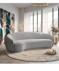 Wooden Twist Snug Rounded Back Rich Modern Boucle 3 Seater Sofa