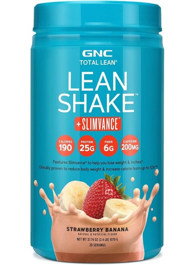 GNC Total Lean Lean Shake + Slimvance - Strawberry Banana, 20 Servings, Weight Loss Protein Powder with 200mg of Caffeine