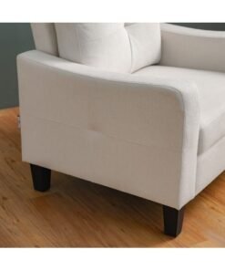 DANUBE HOME Supreme 1 Seater Fabric Sofa Armchair Modern Design Single Seater Accent Chair Comfortable Living Room Furniture L91Xw80Xh88Cm - Cream