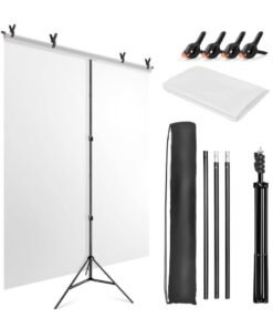 GUDOO Background for Photography Backdrop Kit with Stand 200 x 200 cm Portable White Screen Backdrop with Stand kit Background with Stand Carrying Bag Clamp for Streaming Video Zoom Screen Photo Background for Photography Studio