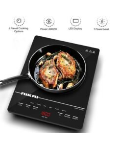NIKAI Infrared Cooker - Touch Control With 6 Preset Temperature Settings, Sleek Design, Efficient Heating Technology Suitable For All Utensils NIC200A Black