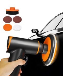 GROIC 6 PCS Cordless Car Buffer Polisher Kit, Mini Power Sander Tool Set with 1 Dust-Removing Brush Tray, 2 Grinding Disc, 1 Plush Polishing Disk, 1 Waxing Sleeve for Car Detailing/Waxing/Scratch Repair