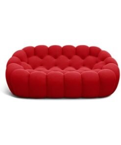 Comfynest Stylish Comfort Modern Wood Sofa With Durable Solid Color Knitted Fabric Upholstery 170.18 X 111.76 X 76.2 Cm Red