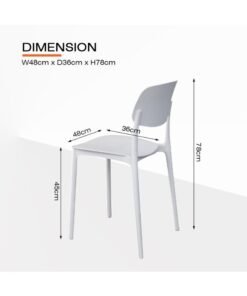 Mahmayi UL UT-C100 Stackable Plastic Chair Durable PP Material Lightweight Space-Saving Design for Home, Office and Cafeteria - White