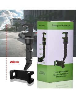 ELTRAZONE Rearview Mirror Phone Holder for Car, Multifunctional Rearview Mirror Phone Holder, 50mm-100mm Universal 360 Rotatable Car Phone Holder Mount Cell Phone Cradles for Car/Back Seat/Kitchen- Black