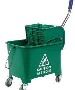 Mop Bucket & Wringer | 360-Degree Rotating Swivel Wheels | Double-Chambered | Suitable For Restaurants, Offices, Halls, Communal Spaces, Hotels, & Homes | 20 Liter Capacity | Green