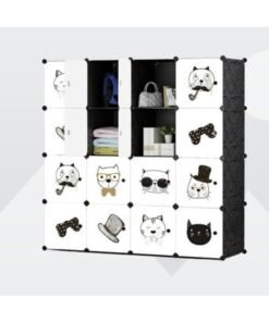 SUPAAR 16 Cubes Wardrobe for Storage Children Wardrobe Kid Dresser Cute Baby Portable Closet Bedroom Armoire Clothes Hanging Storage Rack Cube Organizer