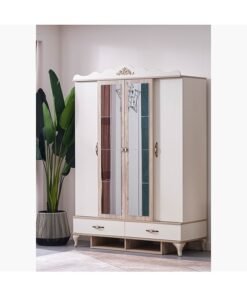 Home Box Meadow 4-Door Wardrobe with 2-Drawers and 2-Mirrors 150 x 214 x 57.4 cm