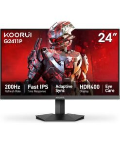 KOORUI 24 Inch  Full HD Gaming Monitor, 200 Hz, 89% DCI-P3, MPRT 1ms, HDR 400 (1920 x 1080) Display, AMD FreeSync Premium Gaming UI - G2411P