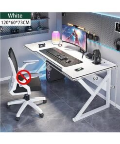 JCB CHIC Gaming Desktop Computer Desk，Ergonomic Home Office Desk Gaming Table PC Computer Gaming Desk, Workstation for Gift Idea (White,L120cm*W60cm* H73cm)