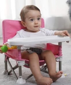 MissTiara Baby Seat Booster High Chair ,Space Saver High Chair , Portable High Chair , Folding Booster Feeding Chair ,with Travel Bag (Pink) - Image 4