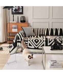 FASHION HOME Double Sided Chenille Sofa Cover Throw Blanket