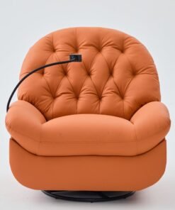 MAISON GALLERY Standard Recliner,rocker chair, Single Recliner Sofa ,360° Rotation ,30° Recline Swing ,Premium Leather , Lazy Sofa Chair , Sofa Couch Bed,Modern Accent Chair Reading Chair Sofa Chairs (orange color)
