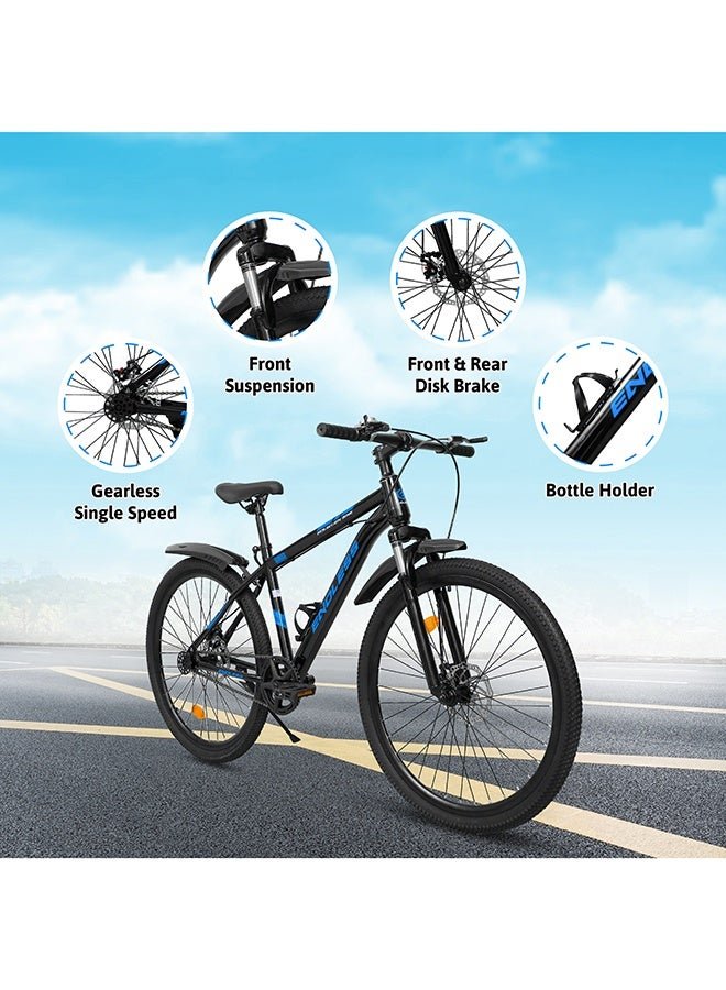 ENDLESS High Carbon Steel Mountain Bike|18 Inch Frame Size | 27.5 Inch Wheel Size | Single Speed | Dual Disc Brakes | Bike For Men & Women | Black Blue Color - Image 2